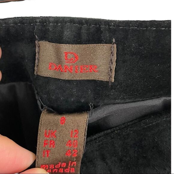 DANIER Black Suede Straight Fit Y2K Pants Size 8 - Picture 4 of 5